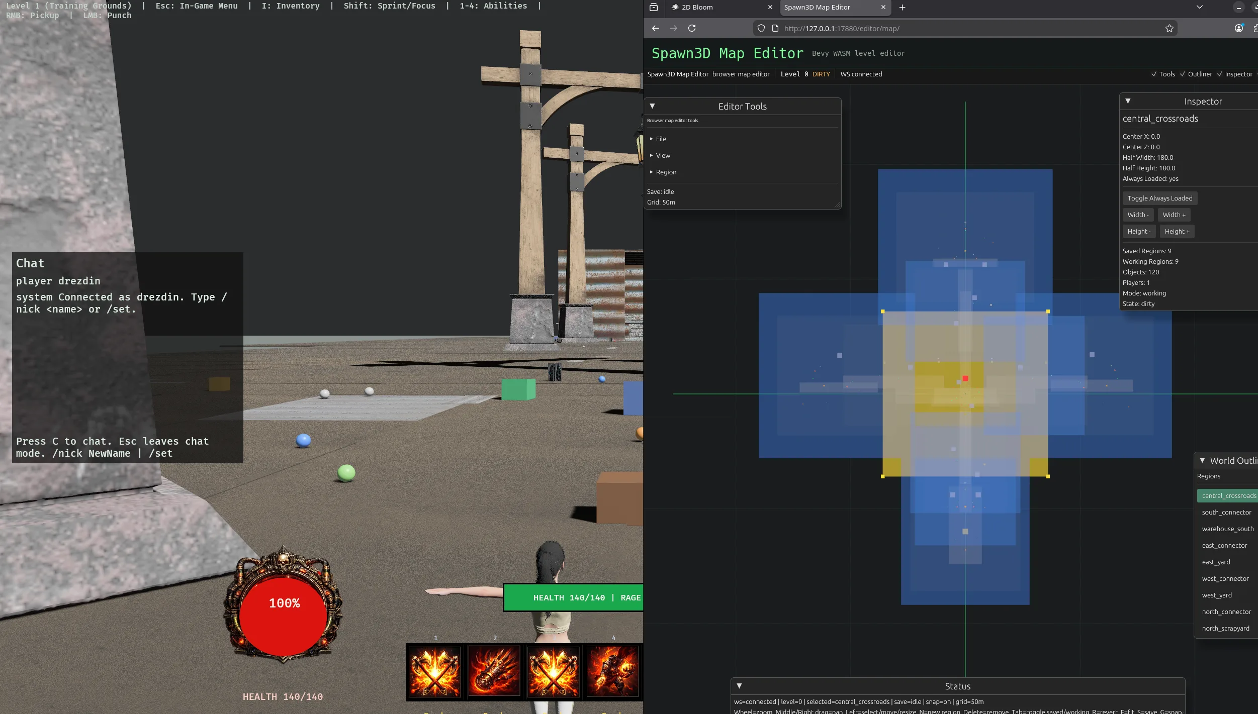 Browser-based map builder pass for Gate Bevy. Spawning and arranging 3D content from a web UI is the direction for fast world-authoring.